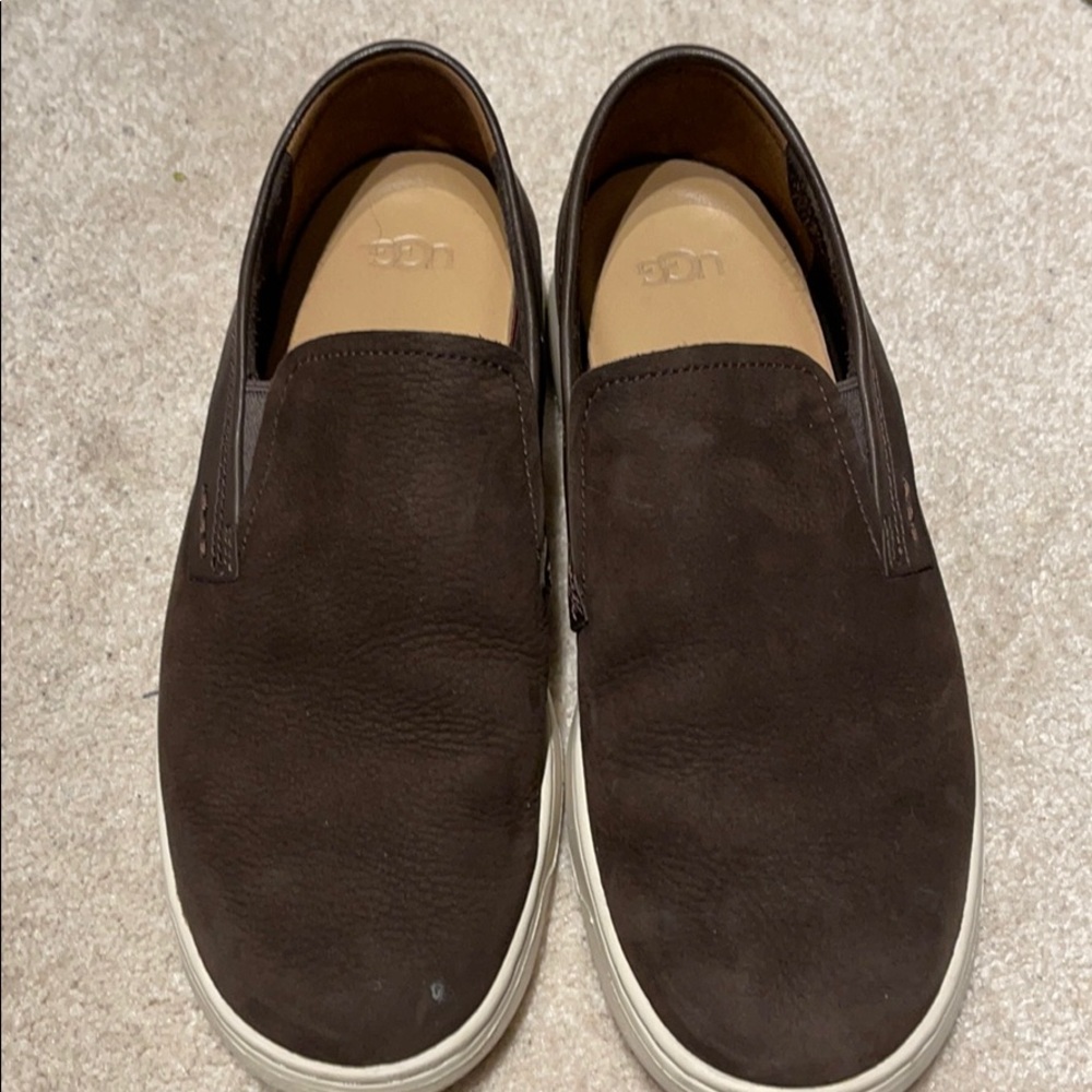 UGG dark brown suede slip on